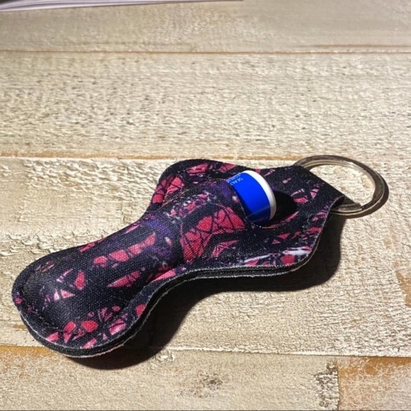 5/$25 Lip Balm Holder Keychain Camouflage Camo Blue and Pink Lipstick Holder - Picture 3 of 5
